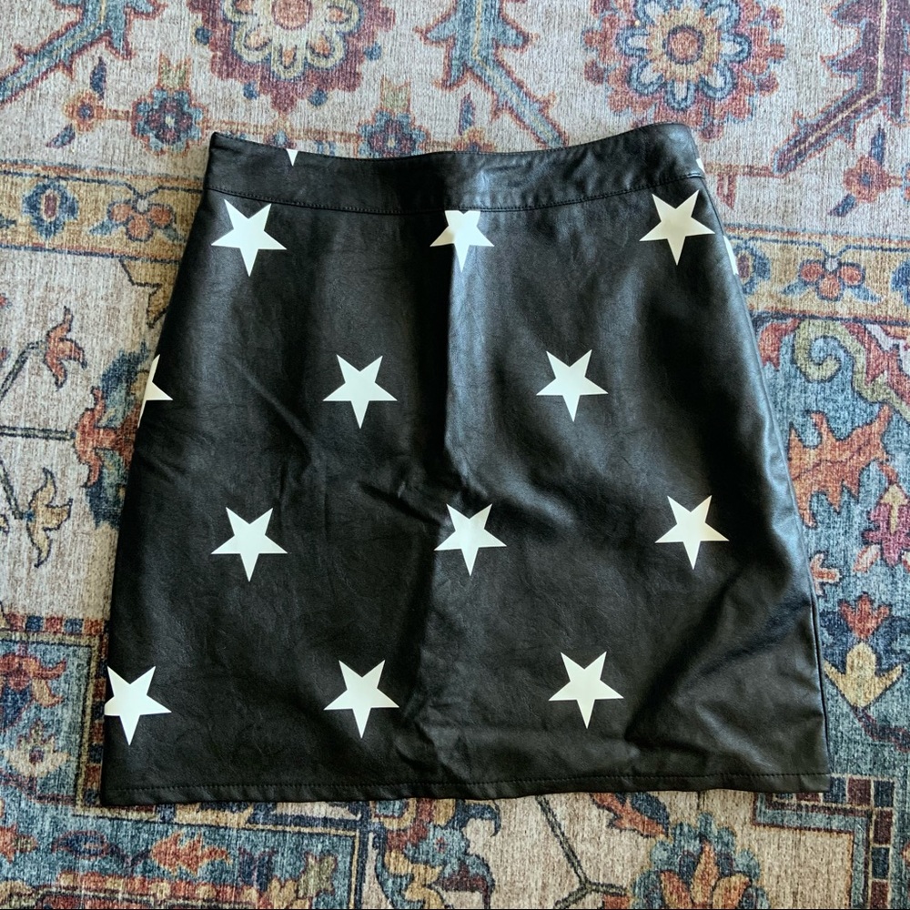 Nasty Gal high waisted star faux leather skirt